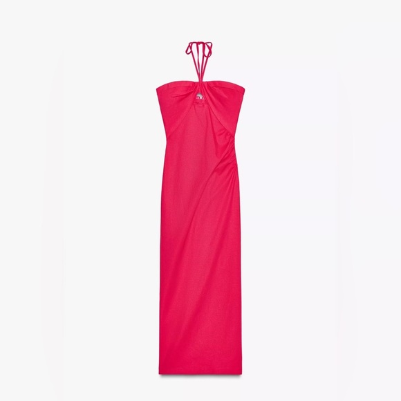 Zara Linen Cut Out Midi Dress Size XS Zara Linen Cut Out Midi Dress Size XS